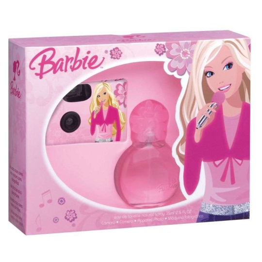 Mattel Barbie Pink toaletní voda pro dívky 75 ml fotoaparát, pro děti kosmetická sada