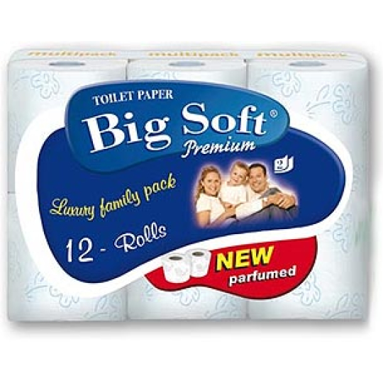 Big Soft Premium toaletní papír 2 vrstvý, 12 x 200 útržků