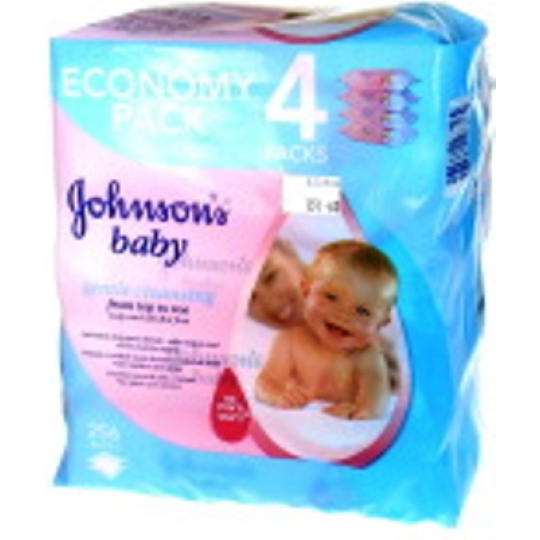 Johnsons Baby Gentle Cleansing Vlhčené ubrousky pro děti 256 kusů