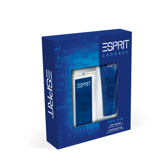 Esprit Connect for Him parfémovaný deodorant sklo pro muže 75 ml + sprchový gel 75 ml, kosmetická sada