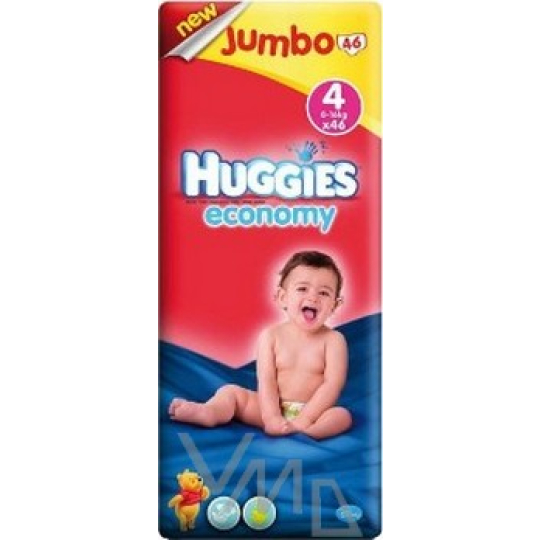 Huggies Economy Pack Jumbo velikost 4, plenkové kalhotky 46 kusů