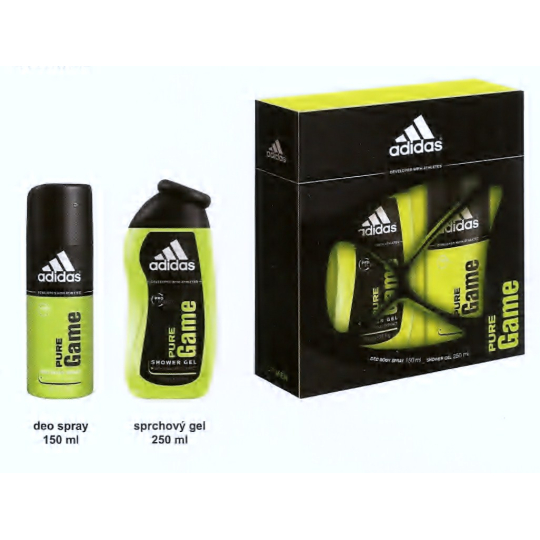 Adidas Pure Game deodorant sprej 150 ml + sprchový gel 250 ml, pro muže kosmetická sada