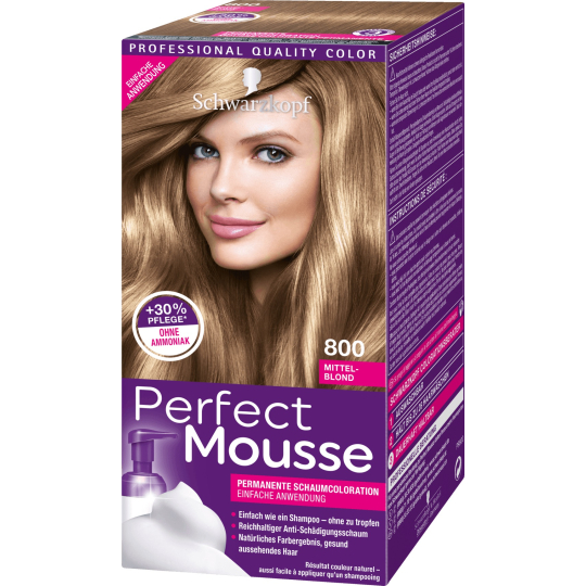 Schwarzkopf Perfect Mousse Permanent Foam Color barva na vlasy 800 Středně plavý