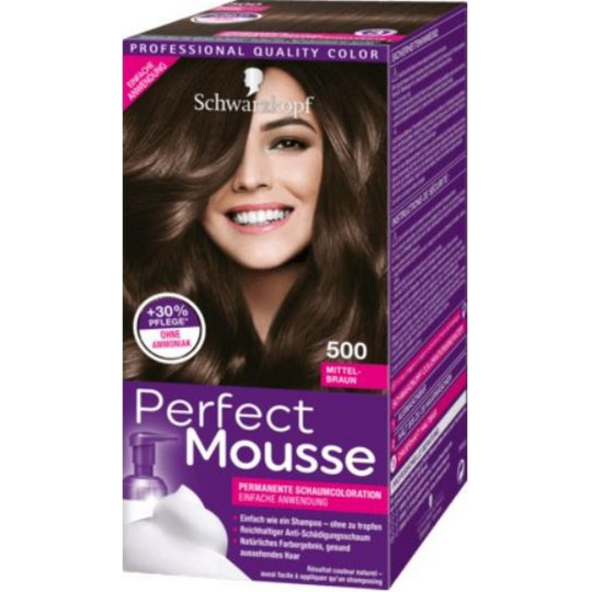 Schwarzkopf Perfect Mousse Permanent Foam Color barva na vlasy 500 Středně hnědý