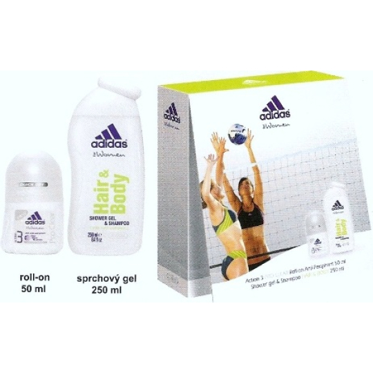 Adidas Action 3 Pro Clear kuličkový deodorant roll-on 50 ml + sprchový gel 250 ml, kosmetická sada
