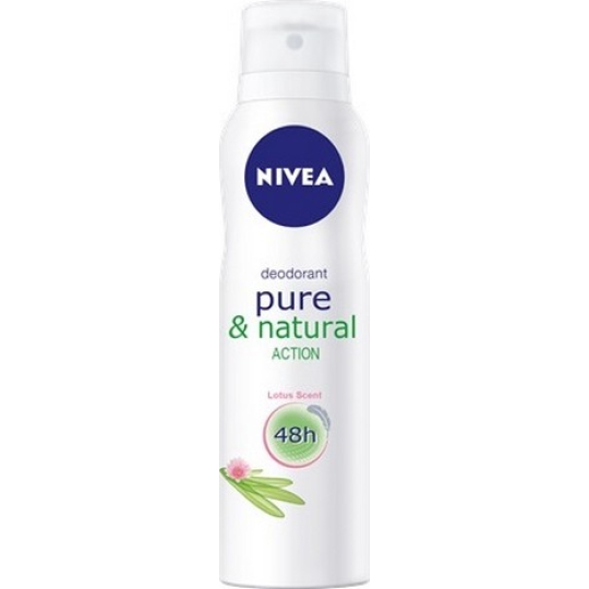 Nivea Pure & Natural Action s vůní lotosu deodorant sprej pro ženy 150 ml