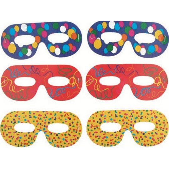 Brýlové škrabošky barevný potisk 6 kusů