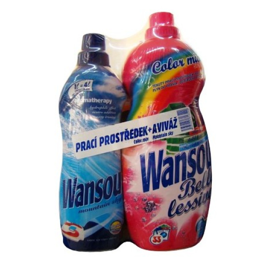 Wansou Color Mix tekutý prací prostředek 2 l + Wansou Mountain Sky aviváž 1 l, Duo