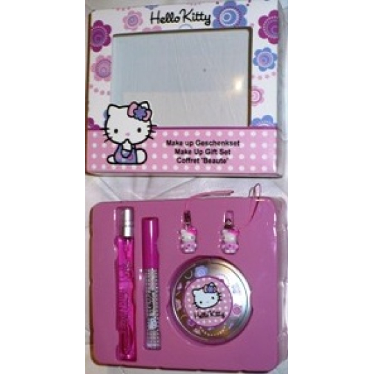 Hello Kitty Make-up + Lesk na rty + toaletní voda 2 ml pro dívky dárková sada