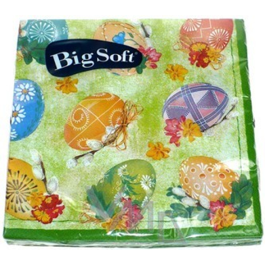 Big Soft Papírové ubrousky 2 vrstvé 33 x 33 cm 20 kusů Velikonoční zelené vajíčka
