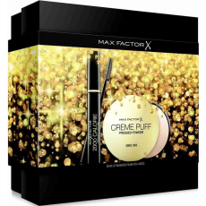Max Factor 2000 Calorie Dramatic Volume řasenka 01 Black 9 ml + Make-up & pudr Creme Puff 21 g, kosmetická sada