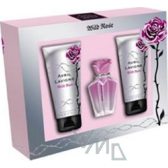 Avril Lavigne Wild Rose parfémovaná voda 15 ml + sprchový gel 50 ml + tělové mléko 50 ml, dárková sada
