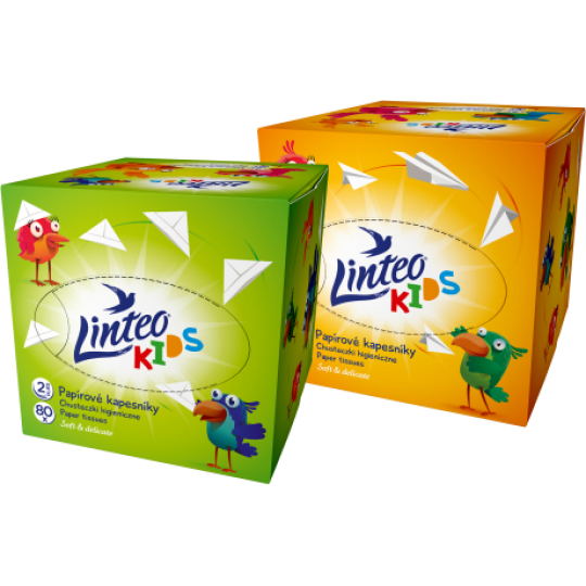 Linteo Kids papírové kapesníky 2 vrstvé 80 kusů krabička