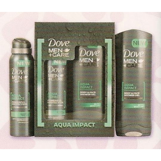 Dove Men + Care Aqua Impact sprchový gel 250 ml + antiperspirant 150 ml, kosmetická sada