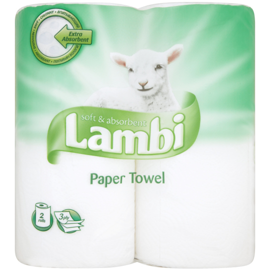Lambi Soft & Absorbent papírové utěrky se vzorem 3 vrstvé 2 kusy