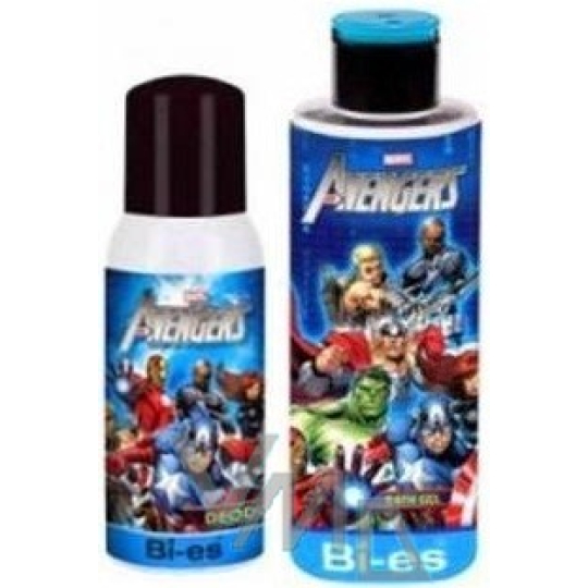 Marvel Avengers sprchový gel a šampon na vlasy 150 ml + deodorant sprej 100 ml + plechová krabička, kosmetická sada pro děti