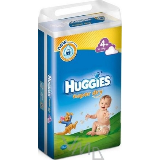 Huggies Super Dry velikost 4+, 10-16 kg, plenkové kalhotky 44 kusů