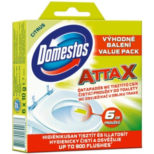 Domestos Attax Lemon čisticí proužky do toalety 6 x 10 g