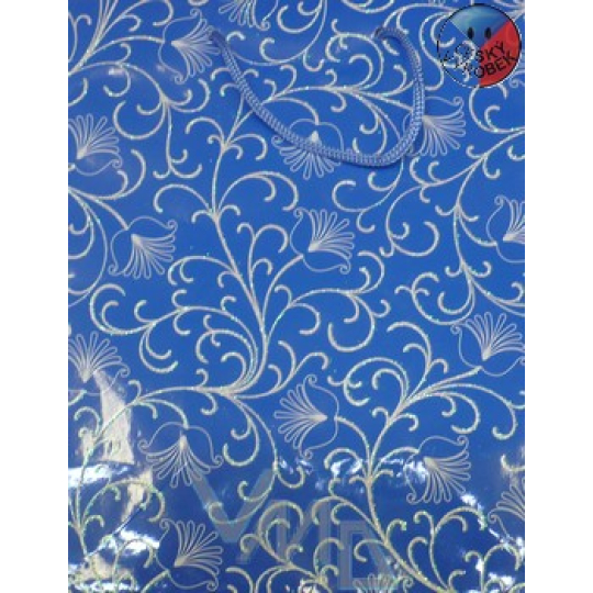 Nekupto Dárková papírová taška s glitry 23 x 18 x 10 cm Modrá 1 kus 50140