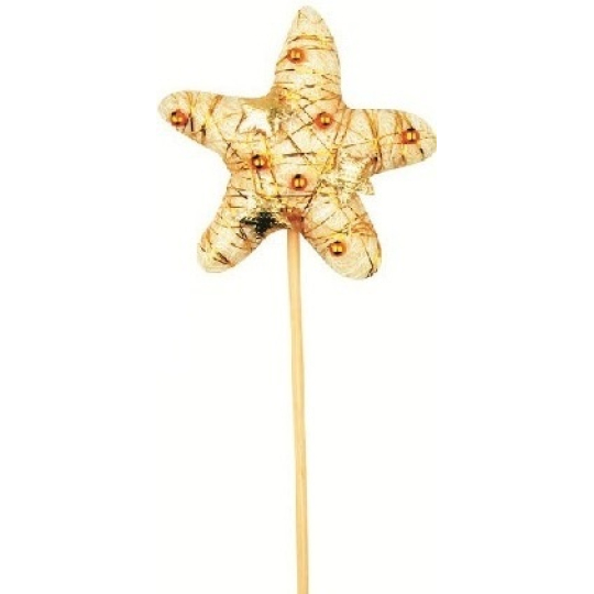 Hvězdička nitěná s dekorem zlatá zápich 30 cm