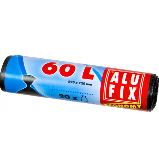 Alufix Economy Sáčky do odpadkového koše černé, 13 µ, 60 litrů, 60 x 71 cm, 20 kusů