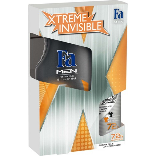 Fa Men Xtreme Invisible sprchový gel 400 ml + deodorant sprej 150 ml, kosmetická sada