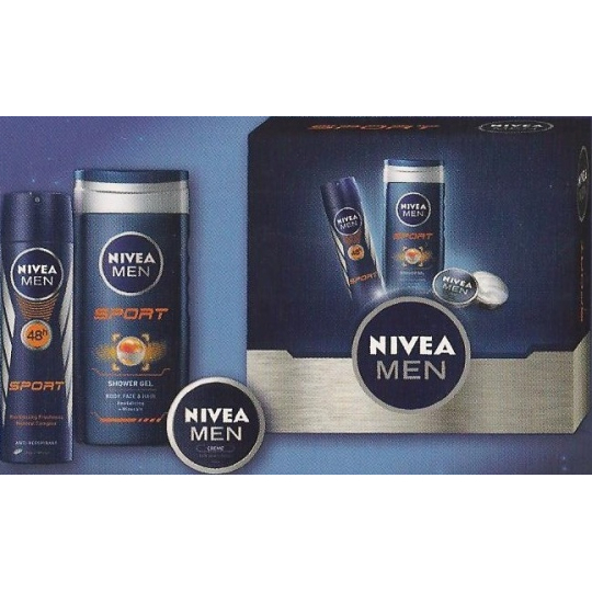 Nivea Men Deo Sport antiperspirant sprej 150 ml + sprchový gel 250 ml + krém 30 ml, kosmetická sada