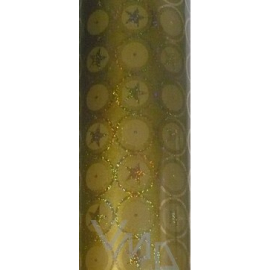 Zoewie Dárkový balicí papír 70 x 150 cm Vánoční zlatý s hvězdičkami a třpytkami