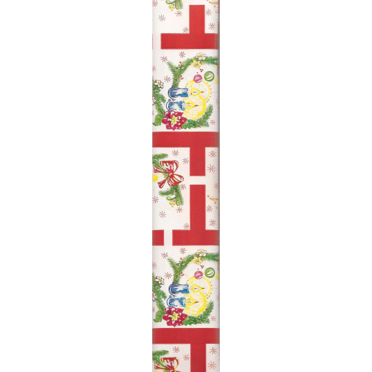 Nekupto Dárkový balicí papír 70 x 200 cm Vánoční Bílý červená dekorace mašle, svíčky