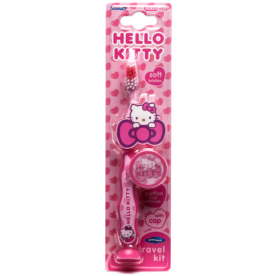 Hello Kitty Měkký kartáček na zuby s přísavkou a krytkou pro děti