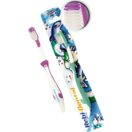 Rebi Dental Delfínek zubní kartáček různé barvy pro děti měkký 1 kus