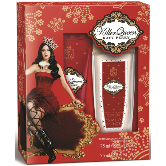 Katy Perry Killer Queen parfémovaný deodorant sklo pro ženy 75 ml + sprchový gel 75 ml, dárková sada