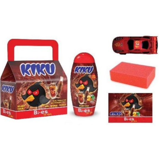 Kiku Scary Cola sprchový gel 250 ml + houba + puzzle + autíčko dětská kazeta