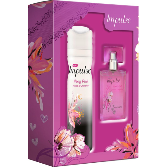 Impulse True Love parfémovaný deodorant sprej 75 ml + toaletní voda 30 ml, dárková sada pro ženy