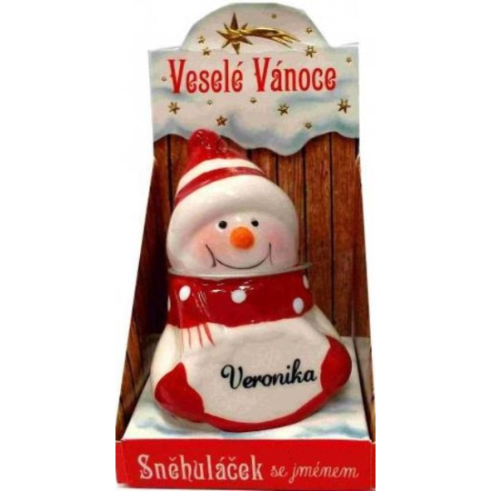 Nekupto Sněhuláček se jménem Veronika Vánoční dekorace rozměr 8 cm
