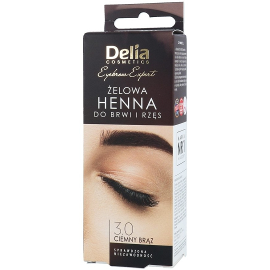 Delia Cosmetics Henna Tint gel na obarvení obočí 3.0 tmavě hnědá 1 kus