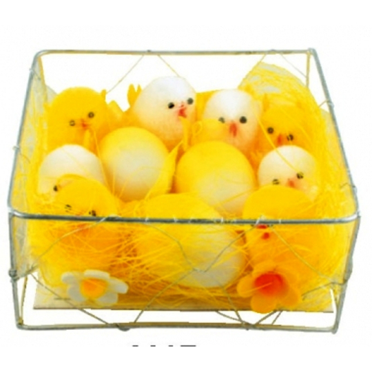 Kuřátka plyšová 8 kusů á 4 cm a 3 vajíčka á 3,5 cm