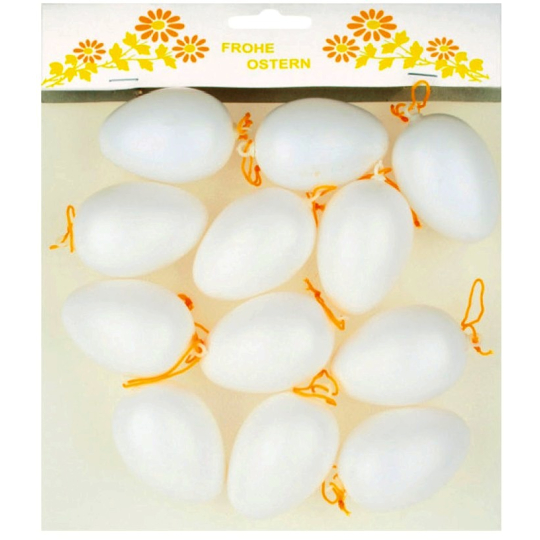 Vajíčka 6 cm bílá, 12 kusů v sáčku plastové