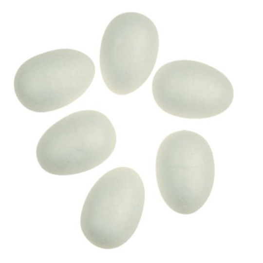 Vajíčka z polystyrenu 6 cm, 6 kusů v sáčku