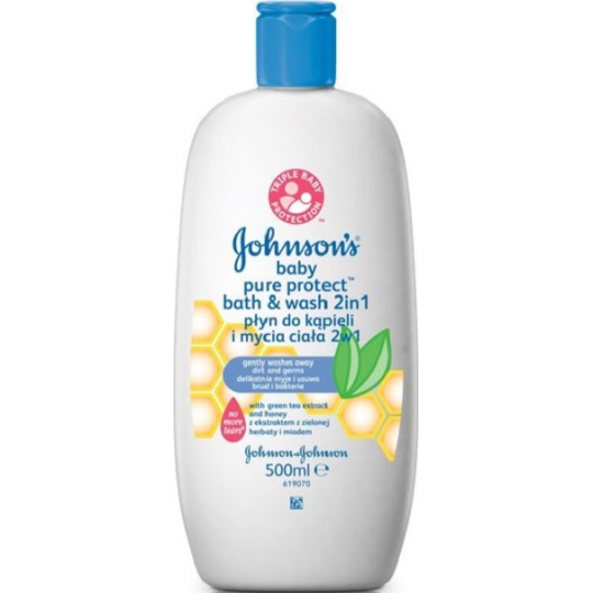 Johnsons Baby Pure Protect 2v1 Bath & Wash koupelová pěna a mycí gel 500 ml