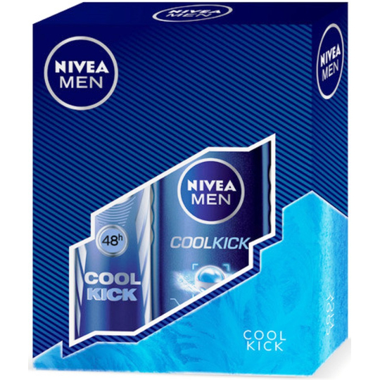 Nivea Men Cool Kick sprchový gel 250 ml + antiperspirant deodorant sprej 150 ml, kosmetická sada