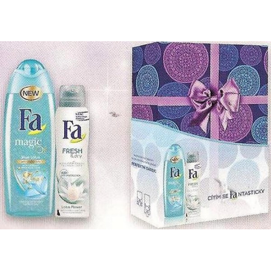 Fa Magic Blue Lotus sprchový gel 250 ml + Fa Fresh & Dry lotus Flower deodorant sprej pro ženy 150 ml, kosmetická sada