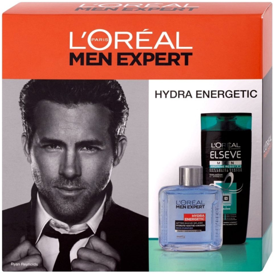 Loreal Paris Men Hydra Energetic voda po holení 100 ml + Elseve šampon pro omezení padání vlasů 250 ml, kosmetická sada