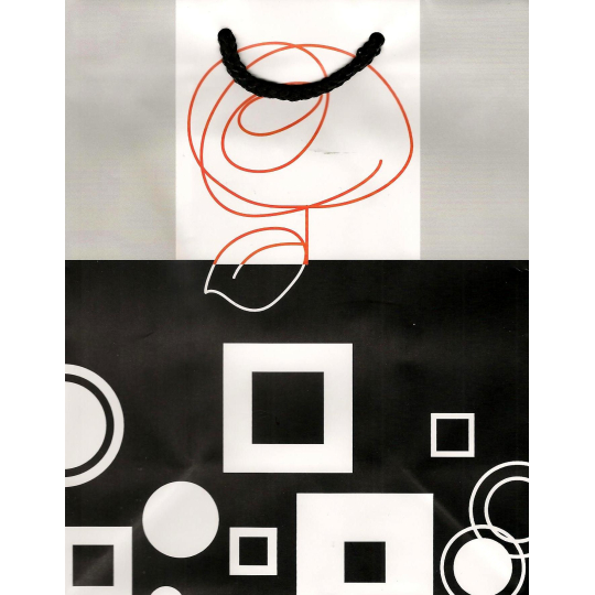 Nekupto Dárková papírová taška 23 x 18 x 10 cm Šedočerná bílý čtverec