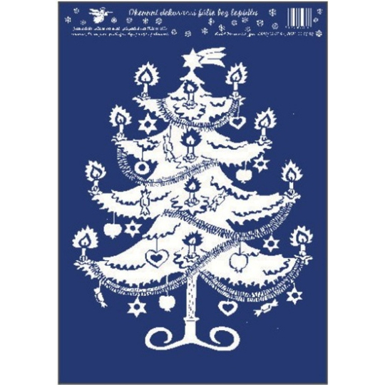 Okenní fólie bez lepidla bílá vánoční stromek 33 x 23 cm