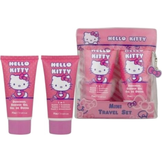Hello Kitty Mini Travel Set sprchový gel 75 ml + 2v1 šampon a kondicioner 75 ml kosmetická sada