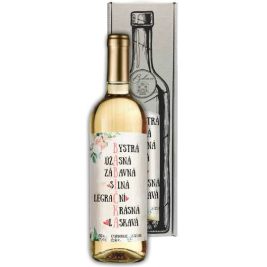 Bohemia Gifts Chardonnay Pro babičku bílé dárkové víno 750 ml