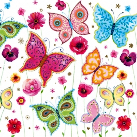 Maki Papírové ubrousky 3 vrstvé 33 x 33 cm 20 kusů motýlci