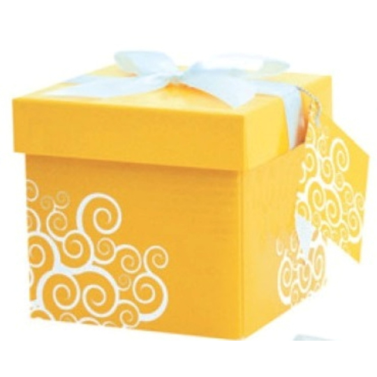 Anděl Dárková krabička skládací s mašlí Žlutá 10 x 10 x 10 cm