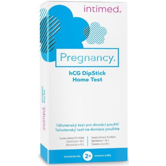 IntiMed Pregnancy hCG DipStick Těhotenský test pro domácí použití 2 testovací proužky